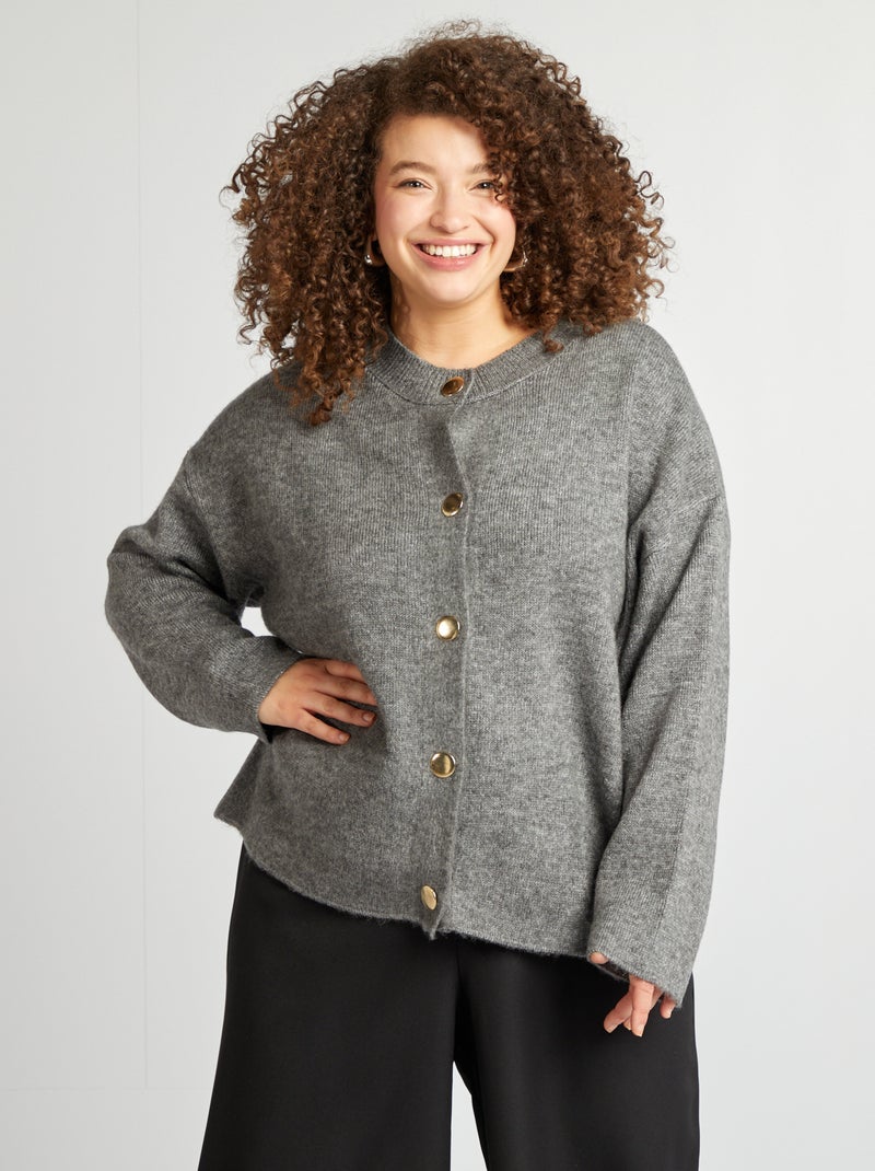 Cardigan con bottoni dorati GRIGIO - Kiabi