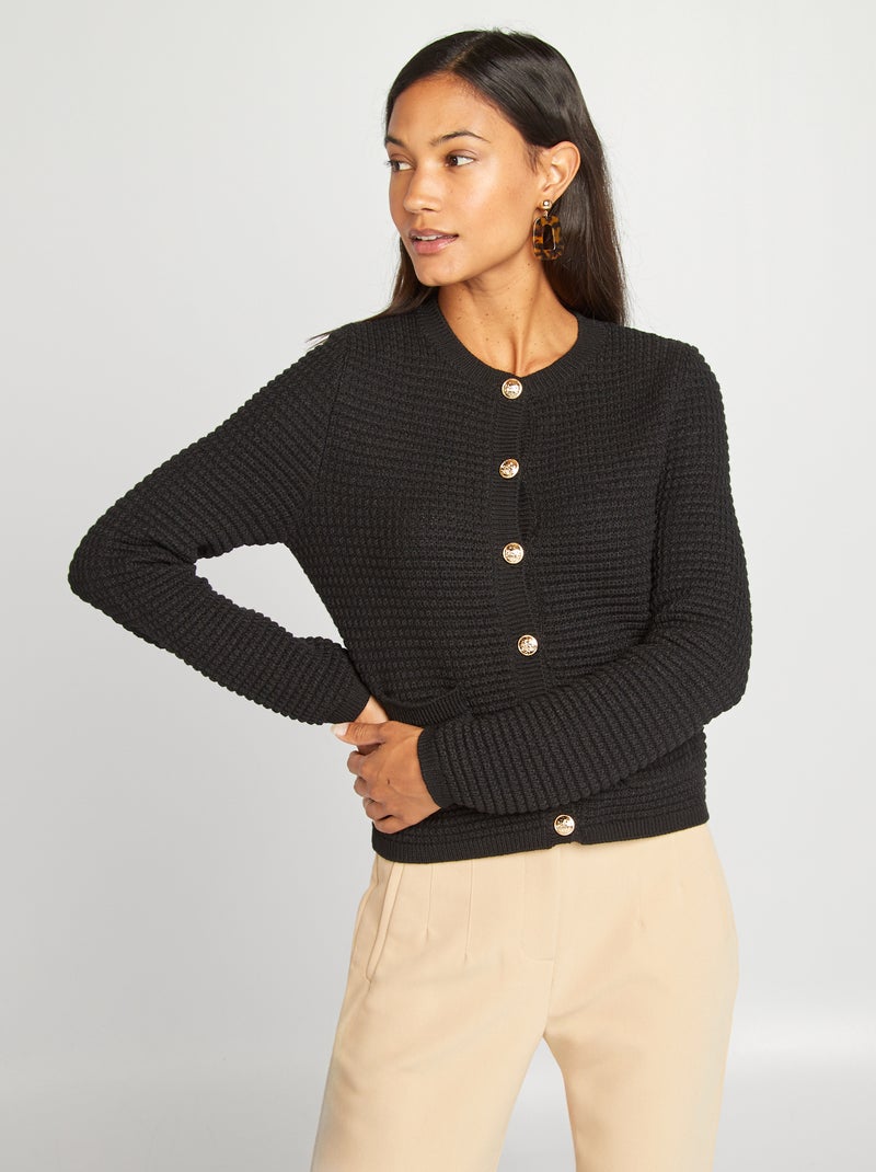 Cardigan con bottoni dorati nero - Kiabi