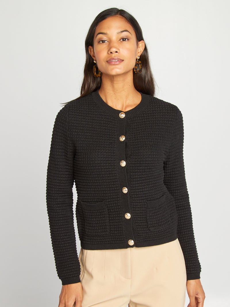Cardigan con bottoni dorati nero - Kiabi
