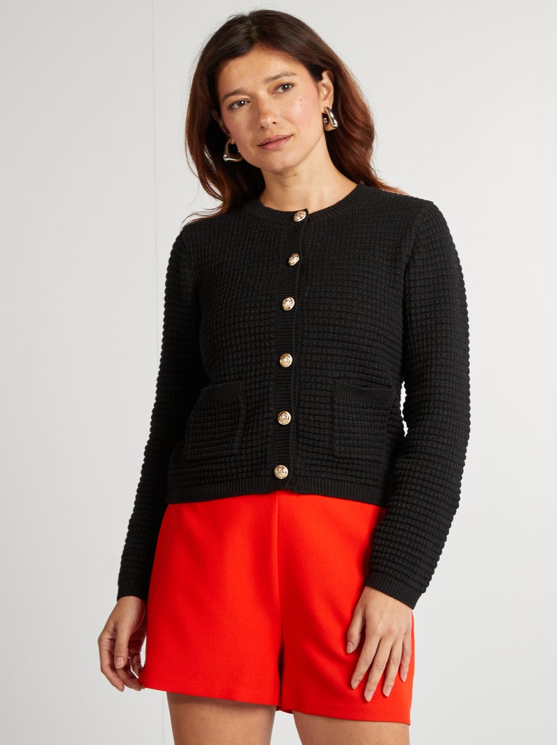 Cardigan con bottoni dorati nero - Kiabi