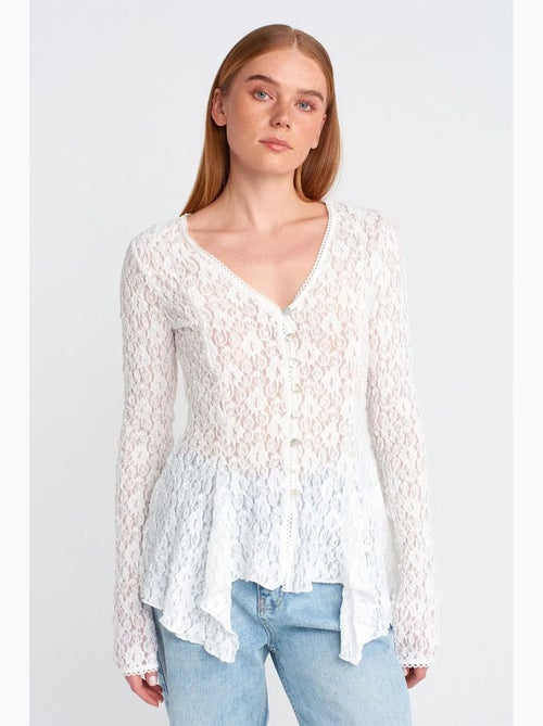 Cardigan con bottoni e scollo a v in pizzo dilvin - Kiabi Cardigan con bottoni e scollo a v in pizzo dilvin - Kiabi