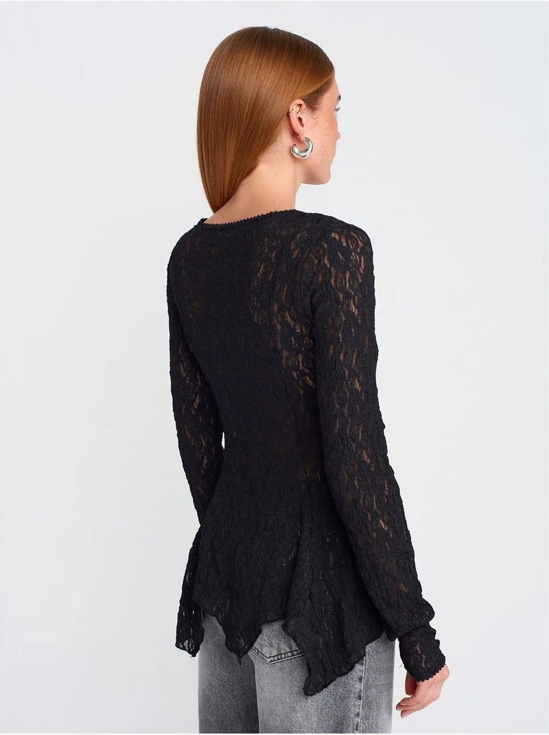 Cardigan con bottoni e scollo a v in pizzo dilvin Nero - Kiabi