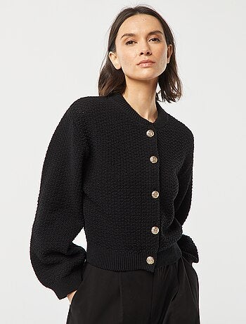 Cardigan con bottoni fantasia dorati