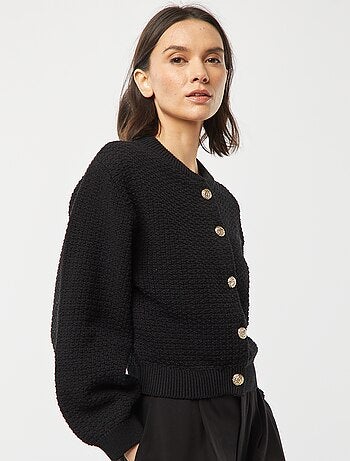 Cardigan con bottoni fantasia dorati