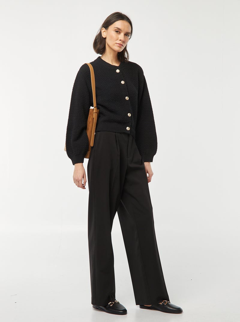 Cardigan con bottoni fantasia dorati nero - Kiabi