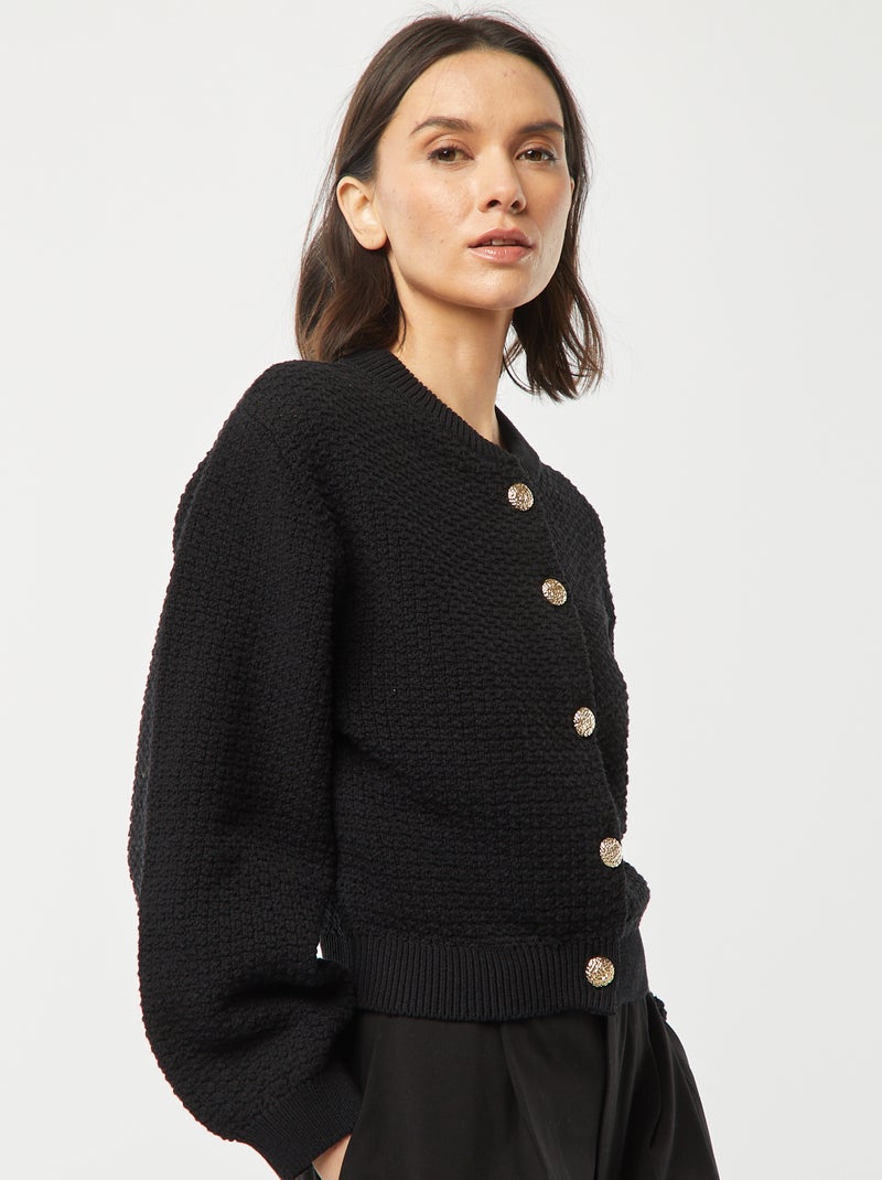 Cardigan con bottoni fantasia dorati nero - Kiabi