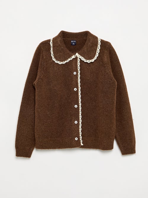 Cardigan con bottoni fantasia e colletto Claudine - Kiabi
