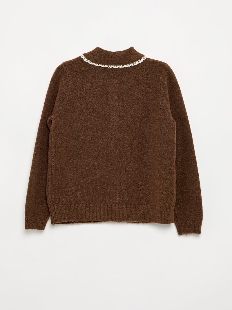 Cardigan con bottoni fantasia e colletto Claudine Marrone - Kiabi