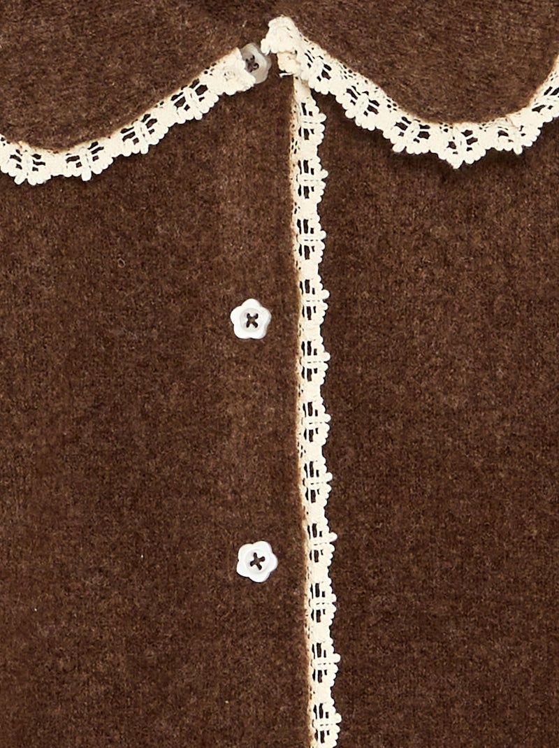 Cardigan con bottoni fantasia e colletto Claudine Marrone - Kiabi