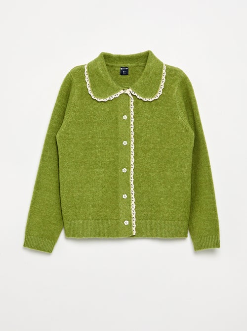Cardigan con bottoni fantasia e colletto Claudine - Kiabi