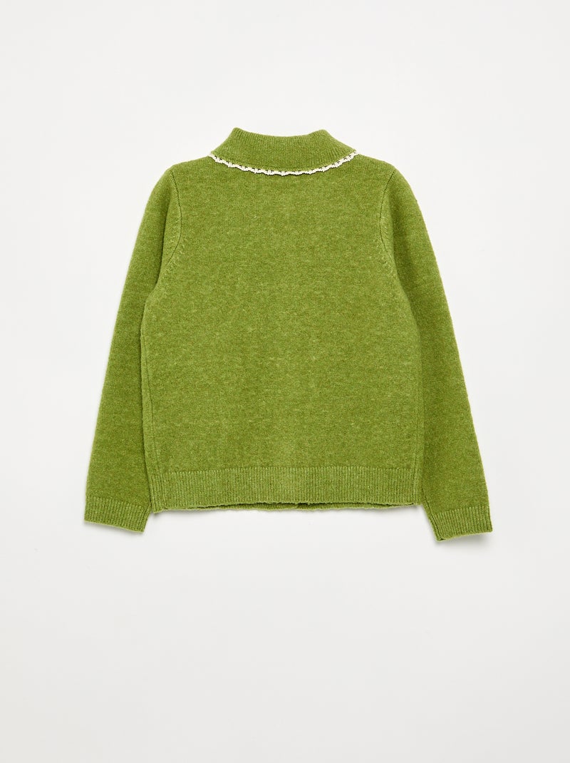 Cardigan con bottoni fantasia e colletto Claudine Verde - Kiabi
