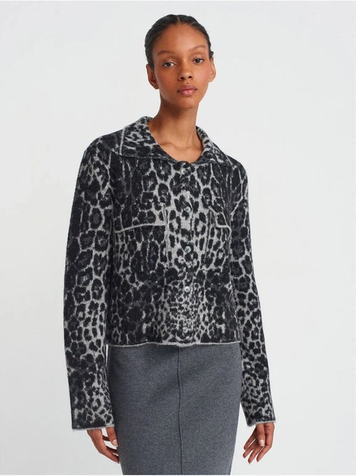 Cardigan con bottoni in jacquard leopardato dilvin - Kiabi