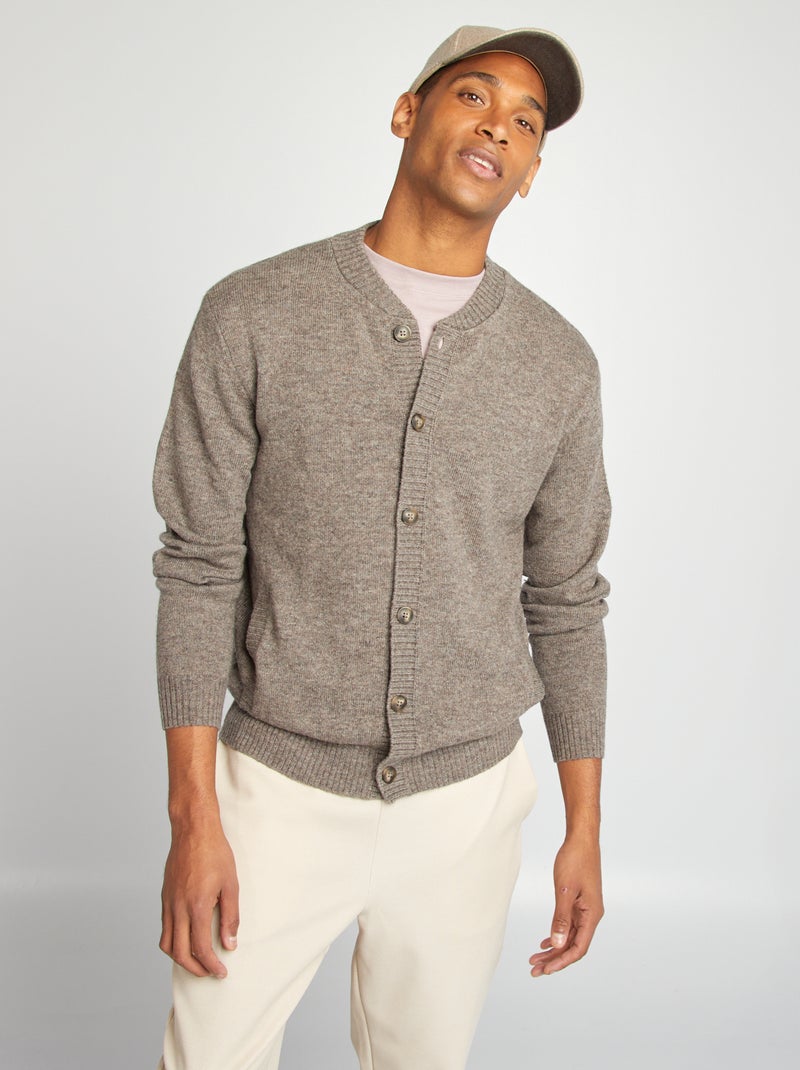 Cardigan con bottoni in lana MARRONE - Kiabi