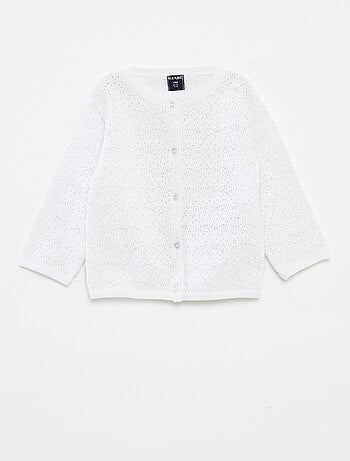 Cardigan con bottoni in maglia traforata