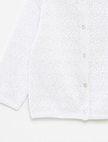 Cardigan con bottoni in maglia traforata