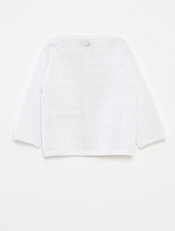 Cardigan con bottoni in maglia traforata