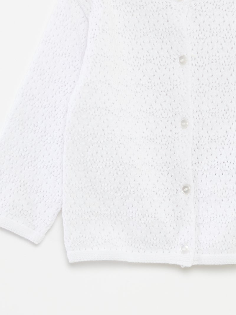 Cardigan con bottoni in maglia traforata bianco - Kiabi