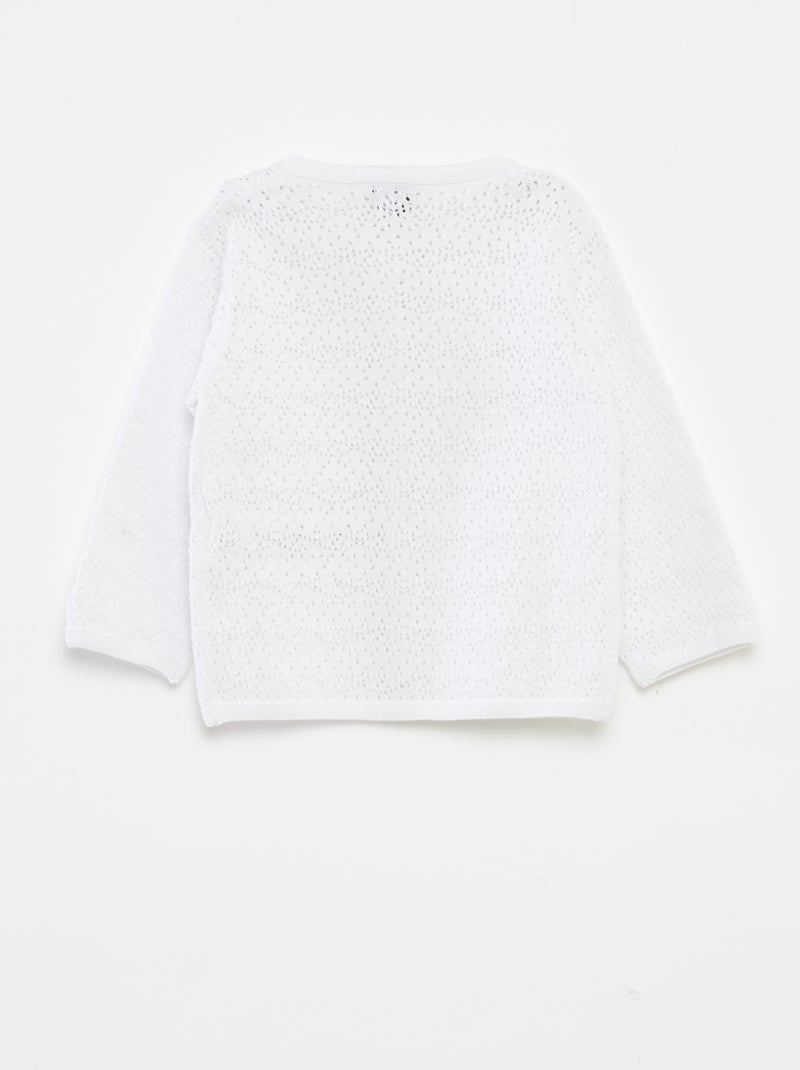 Cardigan con bottoni in maglia traforata bianco - Kiabi