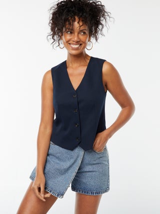Cardigan con bottoni senza maniche