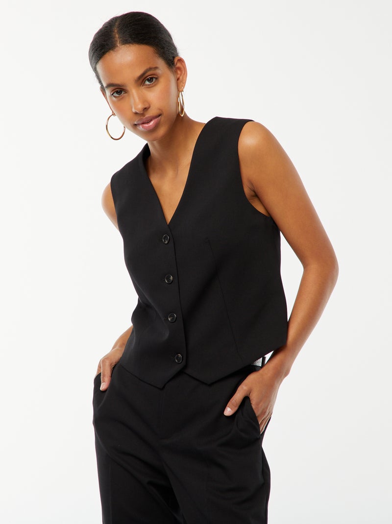 Cardigan con bottoni senza maniche nero - Kiabi