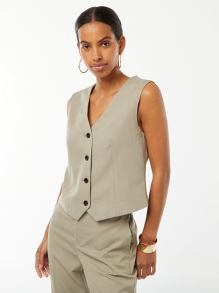 Cardigan con bottoni senza maniche