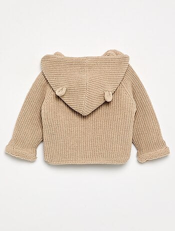 Cardigan con cappuccio e interno effetto montone