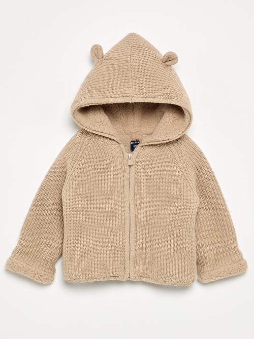 Cardigan con cappuccio e interno effetto montone - Kiabi