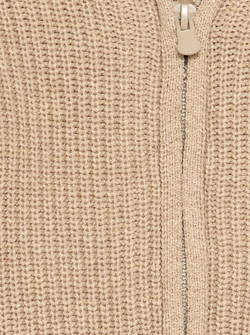 Cardigan con cappuccio e interno effetto montone Beige - Kiabi