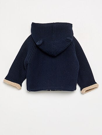 Cardigan con cappuccio e interno effetto montone