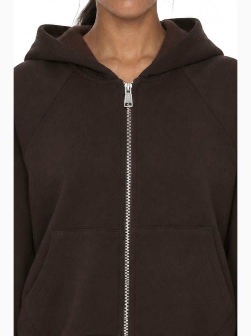 Cardigan con cappuccio e zip busem Marrone cioccolato - Kiabi