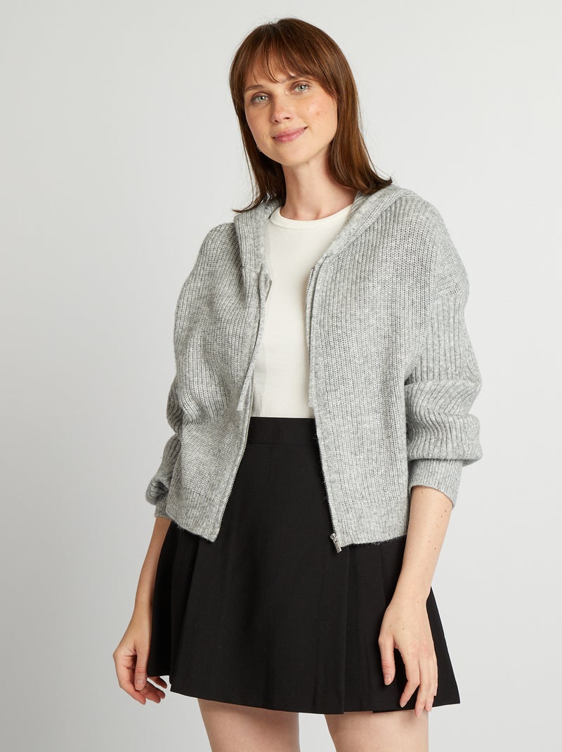 Cardigan con cappuccio GRIGIO - Kiabi