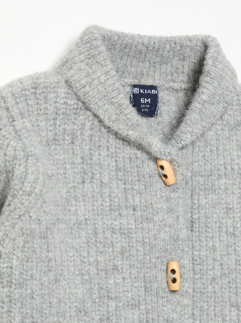 Cardigan con collo a scialle Grigio - Kiabi