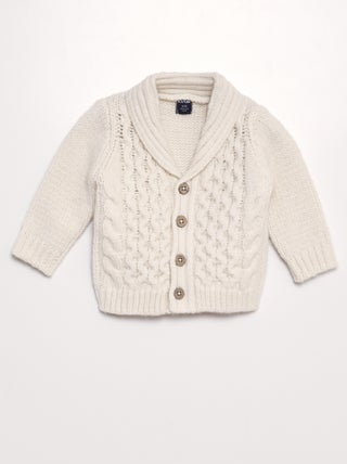 Cardigan con collo a scialle lavorato a maglia