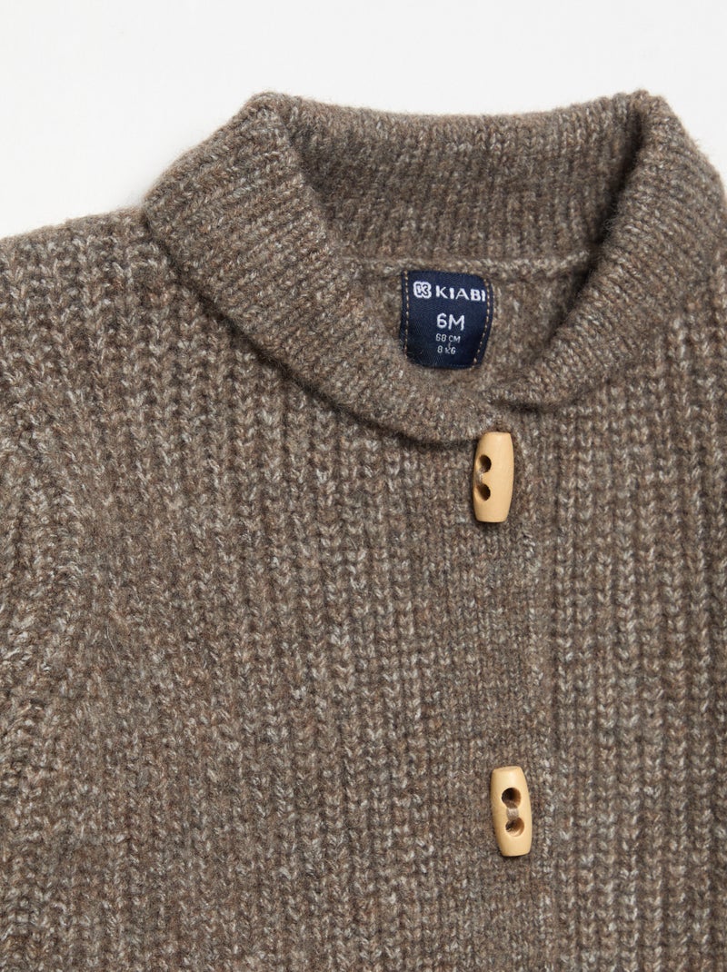 Cardigan con collo a scialle Marrone - Kiabi