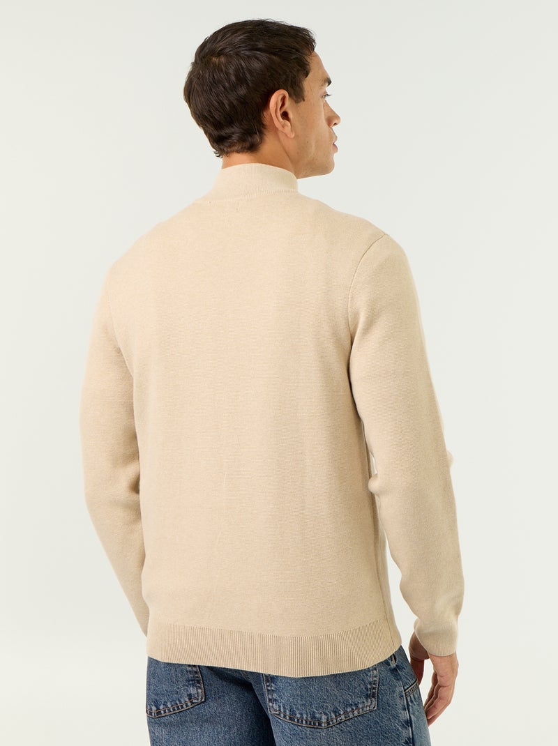 Cardigan con collo alto con zip Beige - Kiabi