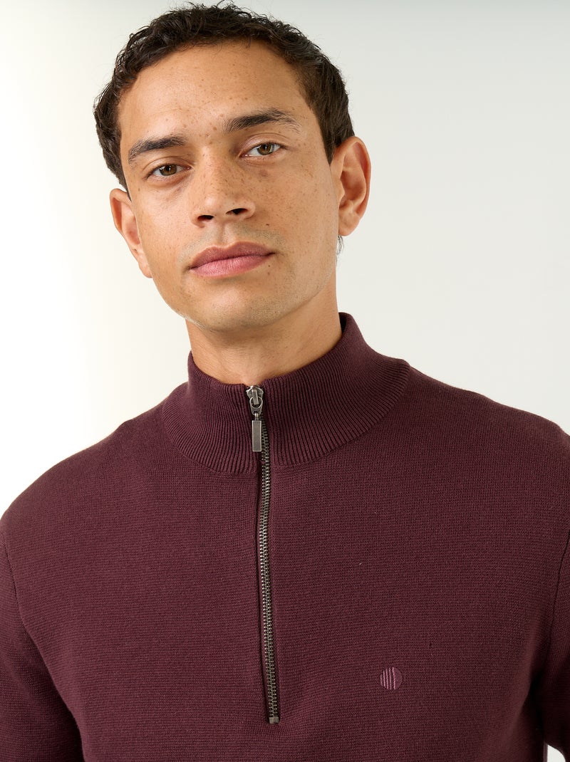 Cardigan con collo alto con zip Viola - Kiabi