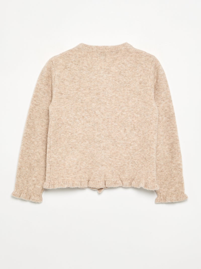 Cardigan con finiture arricciate Beige - Kiabi