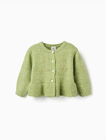 Cardigan con fiori ricamati