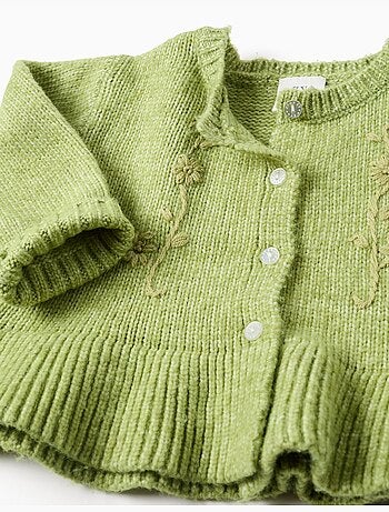 Cardigan con fiori ricamati
