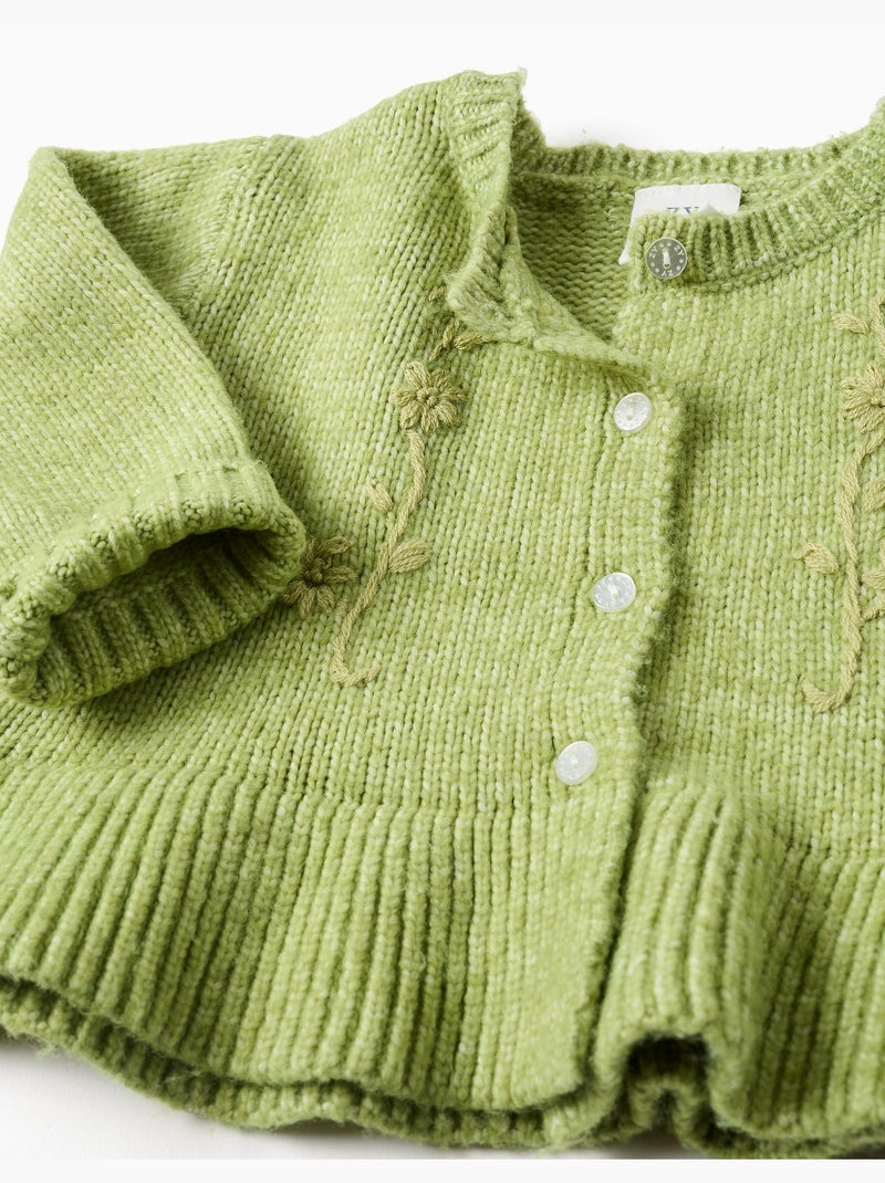 Cardigan con fiori ricamati Verde chiaro - Kiabi