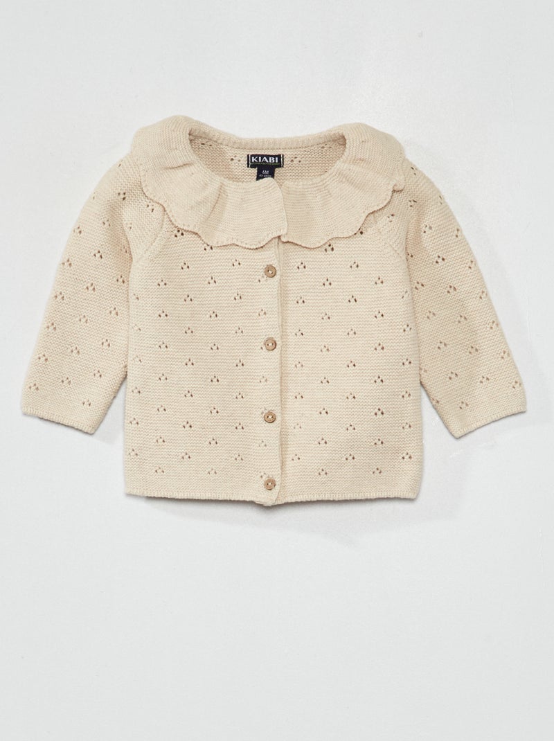 Cardigan con lavorazione all'uncinetto con colletto e maglia fantasia BEIGE - Kiabi