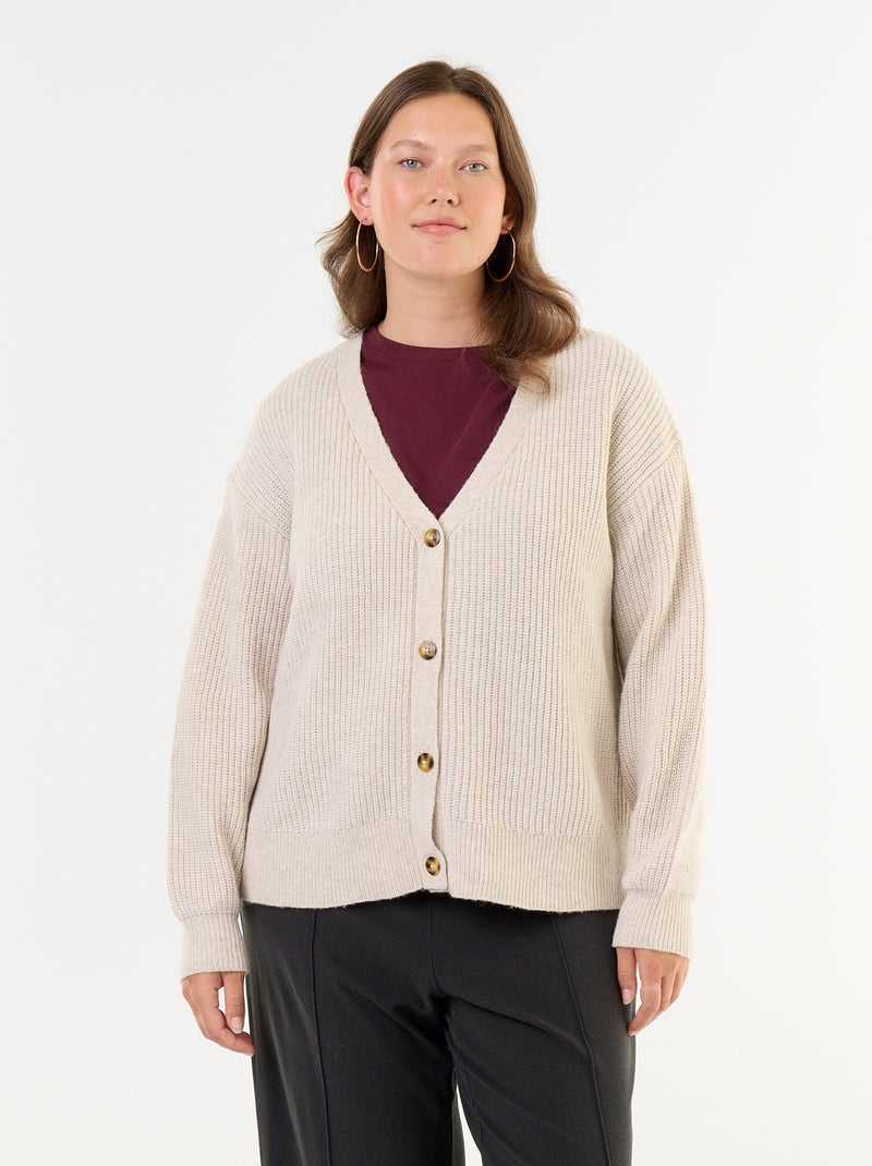 Cardigan con scollo a V Grigio - Kiabi