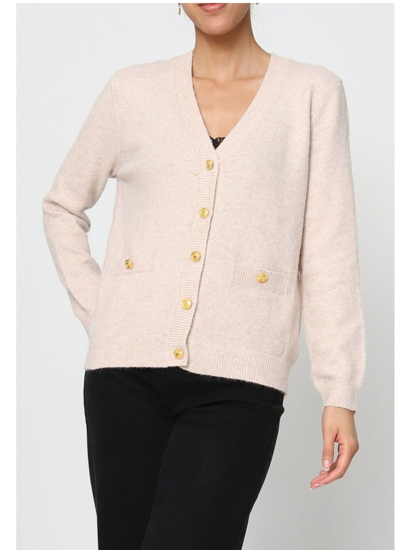 Cardigan con scollo a V Kebello Beige - Kiabi
