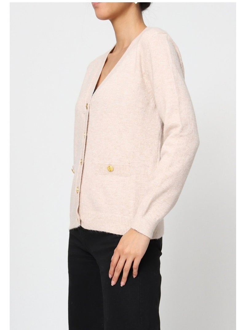 Cardigan con scollo a V Kebello Beige - Kiabi