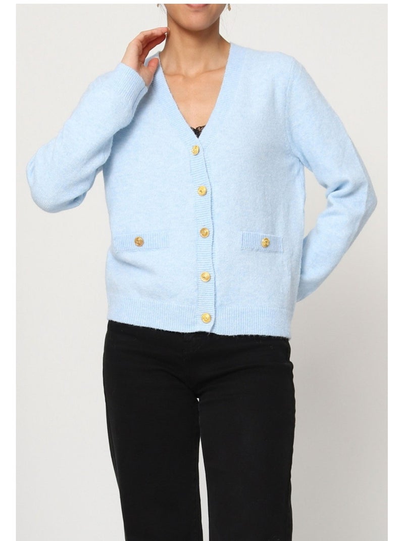 Cardigan con scollo a V Kebello Blu cielo - Kiabi
