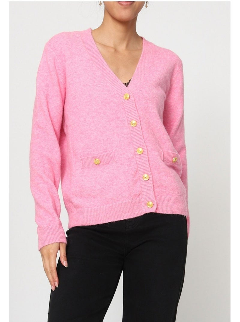 Cardigan con scollo a V Kebello Rosa - Kiabi