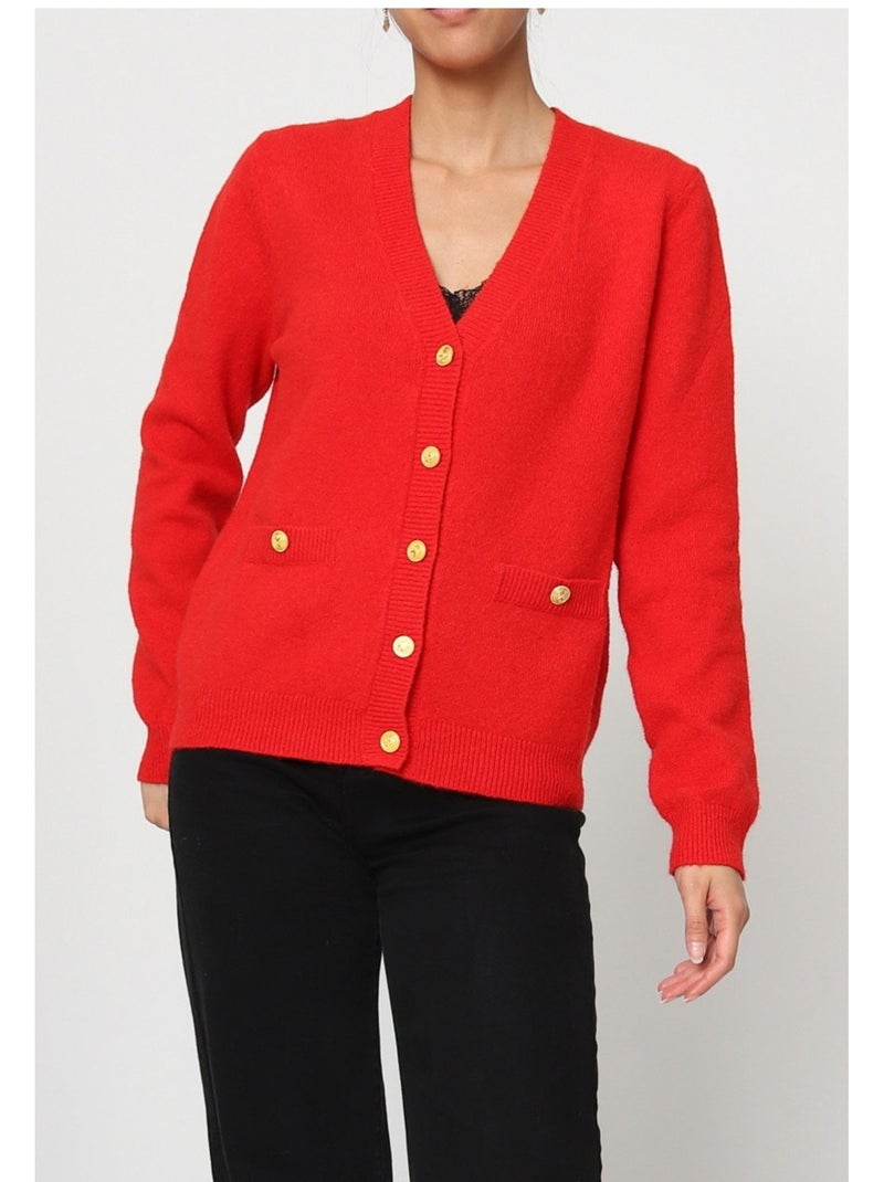 Cardigan con scollo a V Kebello Rosso - Kiabi