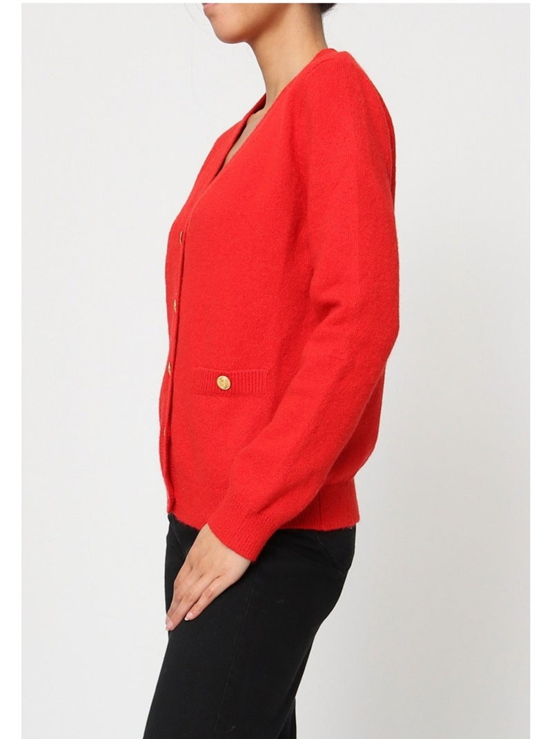 Cardigan con scollo a V Kebello Rosso - Kiabi
