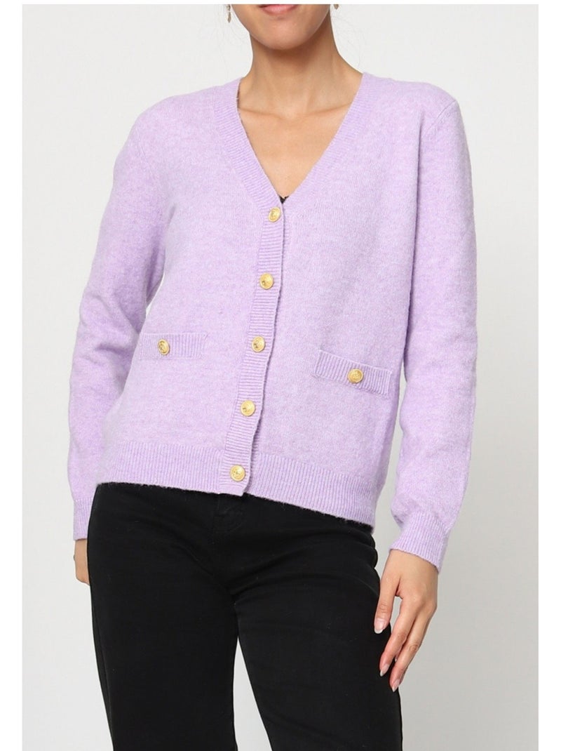 Cardigan con scollo a V Kebello Viola - Kiabi