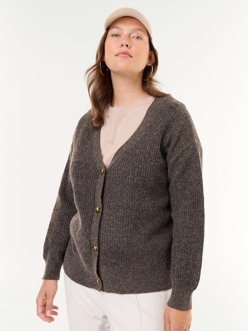 Cardigan con scollo a V Marrone - Kiabi